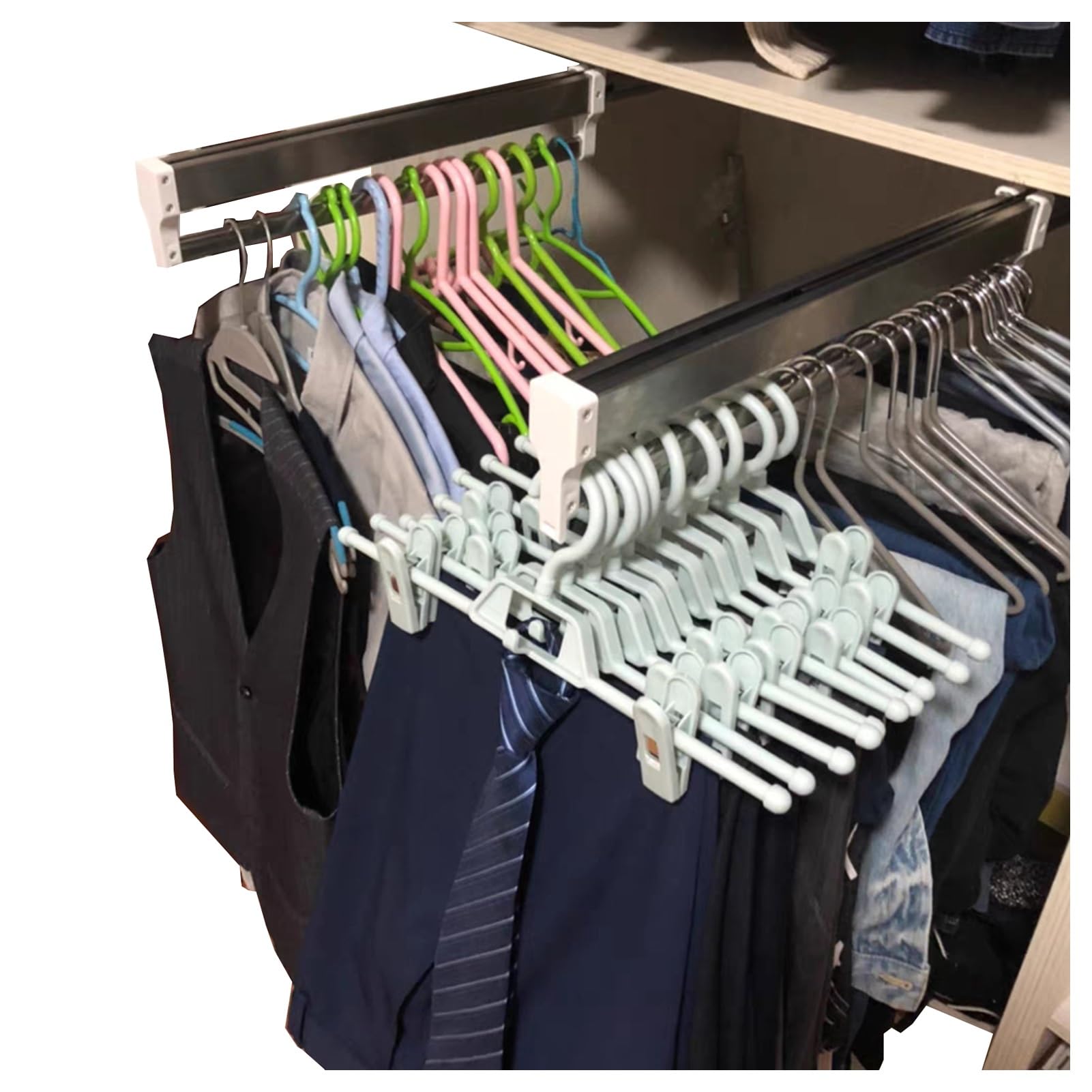 SBCGFY Extendable Closet Valet Rod Adjustable 30 80cm Heavy Duty Clothes Hanger for Wardrobe & Bathroom Cabinet 50kg Load Capacity 2 Pack,600mm/23.6inch