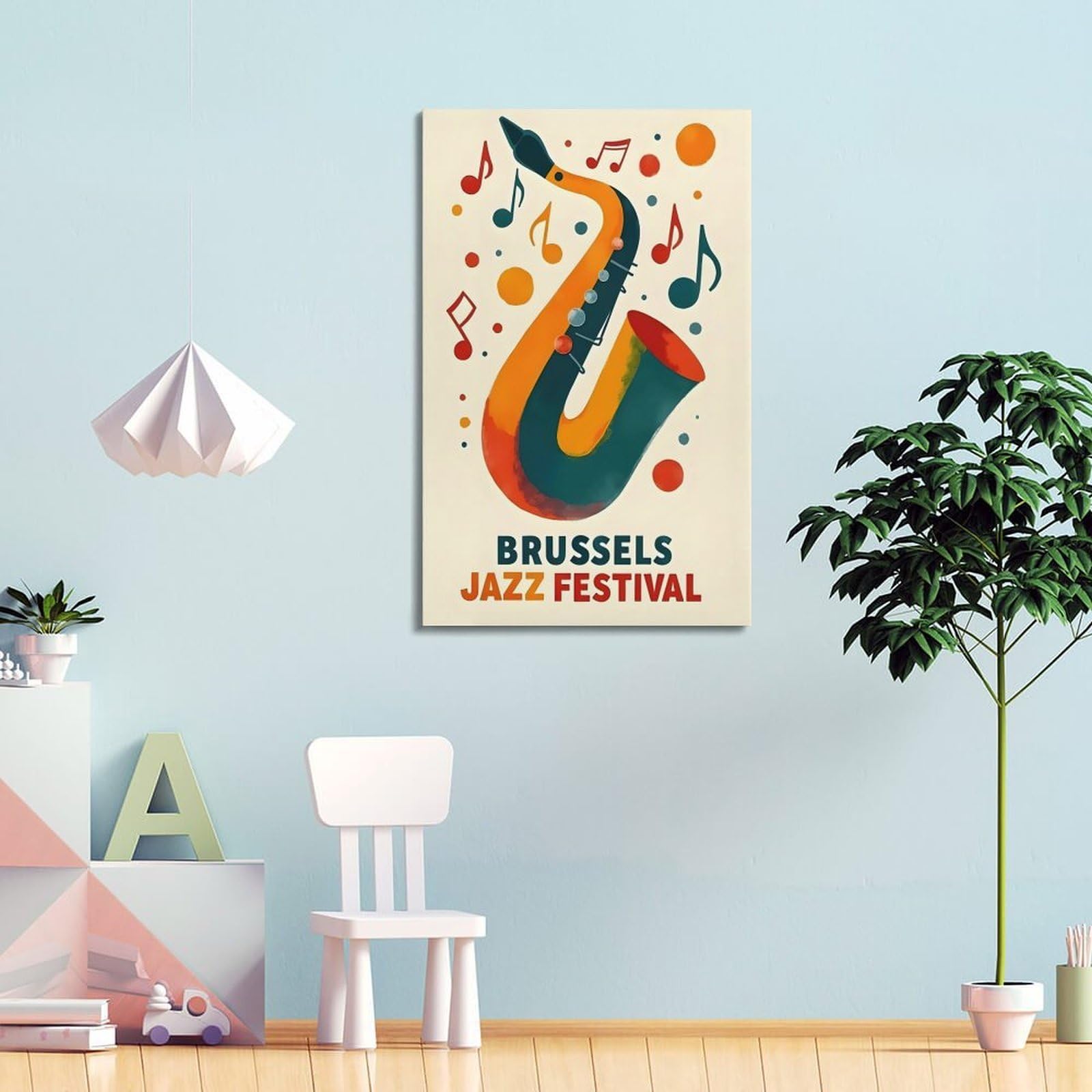 CZHXYZ Poster su tela da parete per camera da letto e soggiorno, decorazione per eventi, festival jazz di Bruxelles, 50 x 75 cm, stile cornice