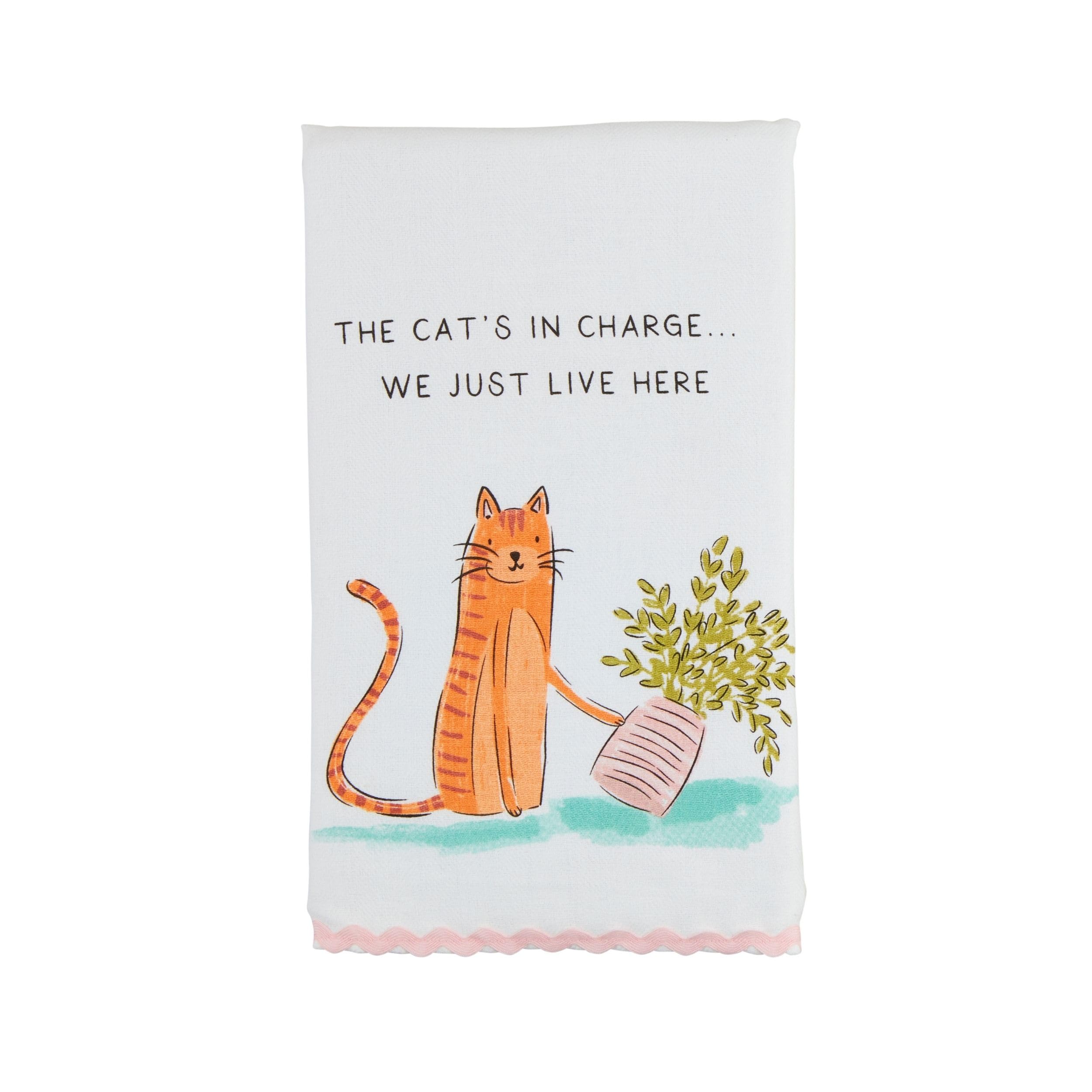 Serviette Cat in Charge Mud Pie pour table de cuisine et repas en famille