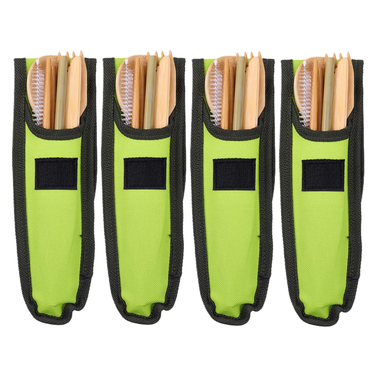 Cucchiai E Forchette Di Legno Coltelli Bacchette Cucchiai E Forchette Portatili In Bambù Per Picnic All'Aperto Ganci Non Inclusi Verde 4 Set
