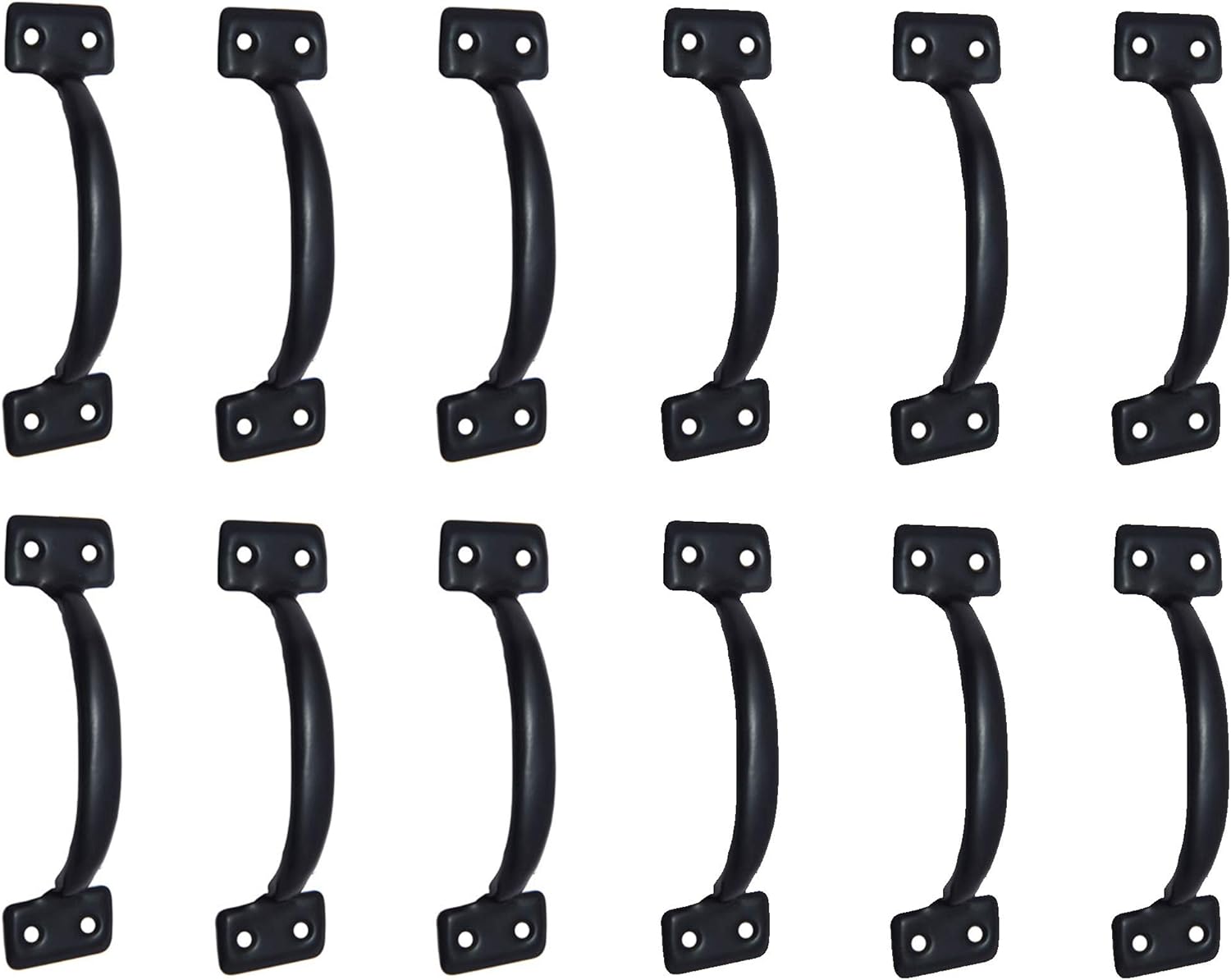 Adonai Hardware "Nekoda Antique Wrought Iron Cabinet Pull Handles (12 Pack, Black Powder Coated) for Vintage Wooden Barn Doors, Gates, Closets, Furniture, Drawers, Cupboards, Wardrobes and Sheds