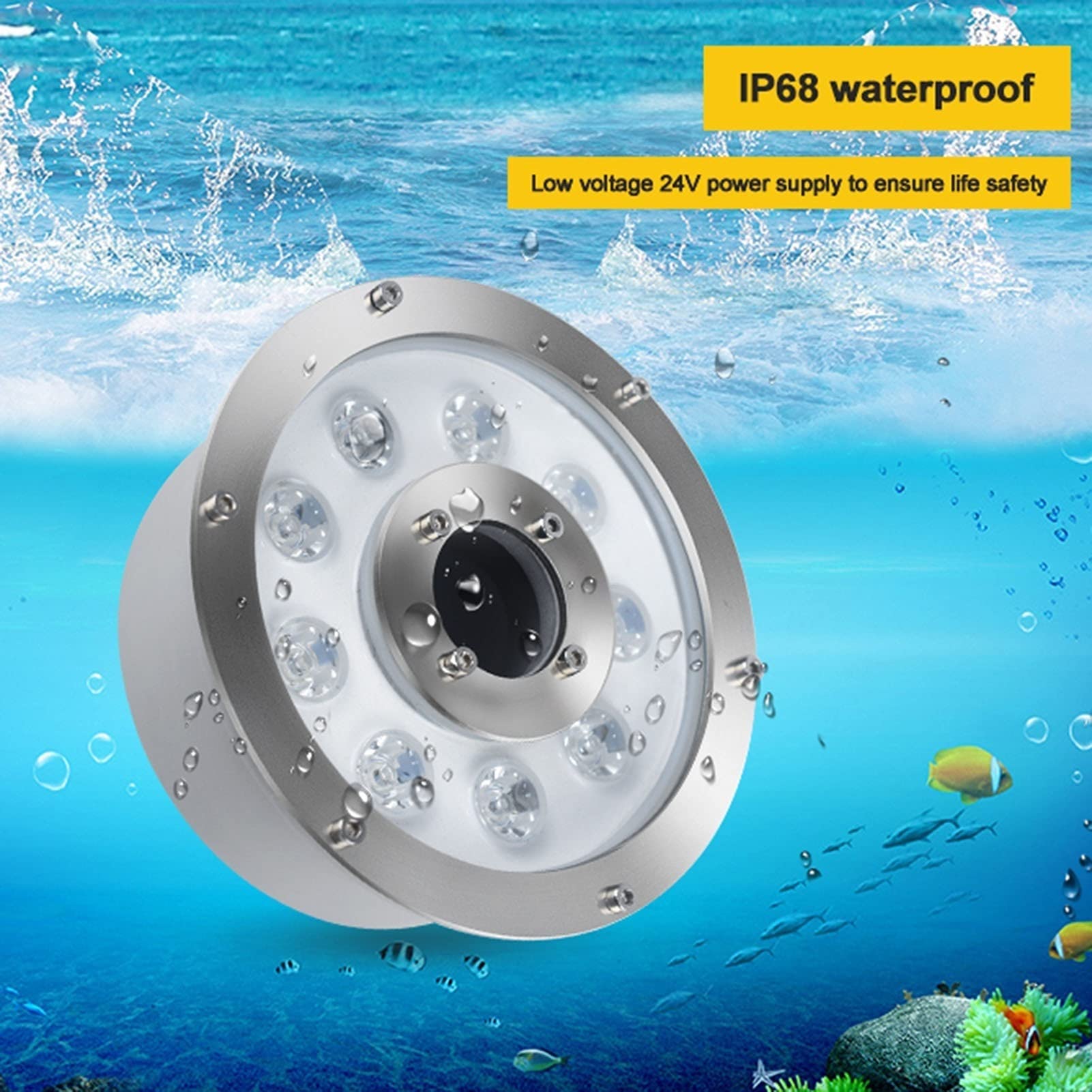 Luce Da Immersione A LED - Faretto Subacquei, Faretto Subacqueo Sommergibile A Foro Centrale 12V / 24V, Faretto Da Giardino Impermeabile In Acciaio Inossidabile IP68 ( Color : RGB , Size : 6W(12V) )