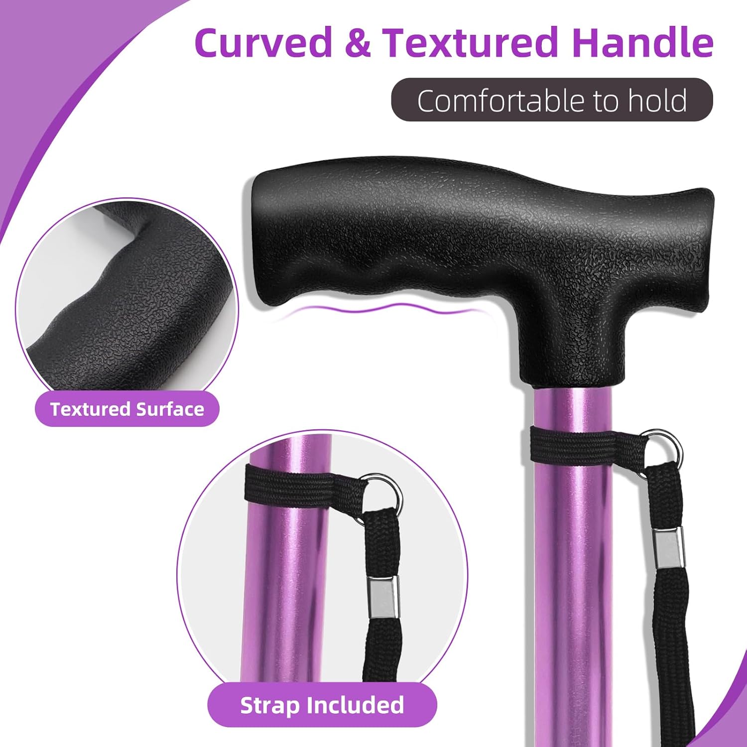 Adjustable Walking Cane for Women,10-Level Height Telescopic Walking Stick with 4-Prong Anti-Slip Pivoting Base, Wrist Strap, Heavy Duty Walking Aid for Adults & Elderly