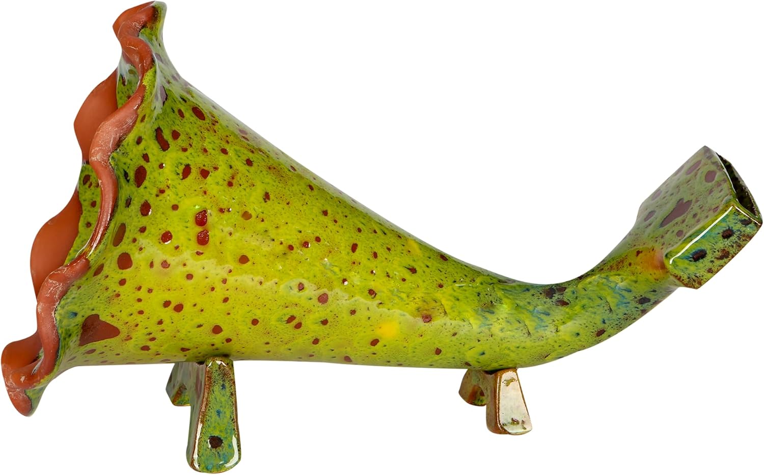 Handmade Ceramic Phone Amplifier – Natural Acoustic Horn-Shaped Speaker Stand, Decorative Home Décor, Unique Gift for Music Lovers, Pistachio Green Color