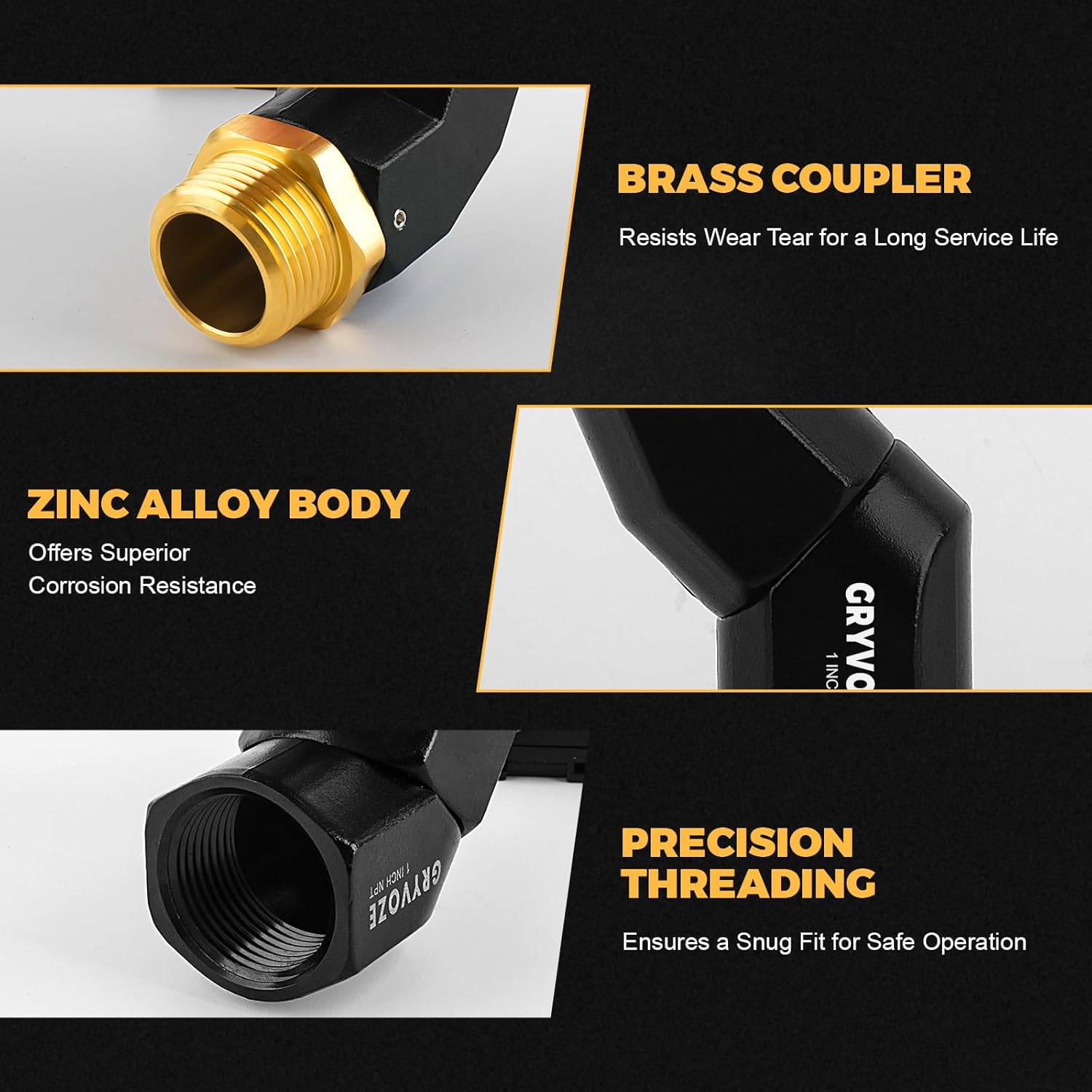 2PCS 1 Inch NPT Fuel Hose Nozzle Swivel - Multi Plane 360° Rotating Connector for Fuel, Water, Diesel, Gasoline, Kerosene Transfer Pumps, Tanks, and Nozzles