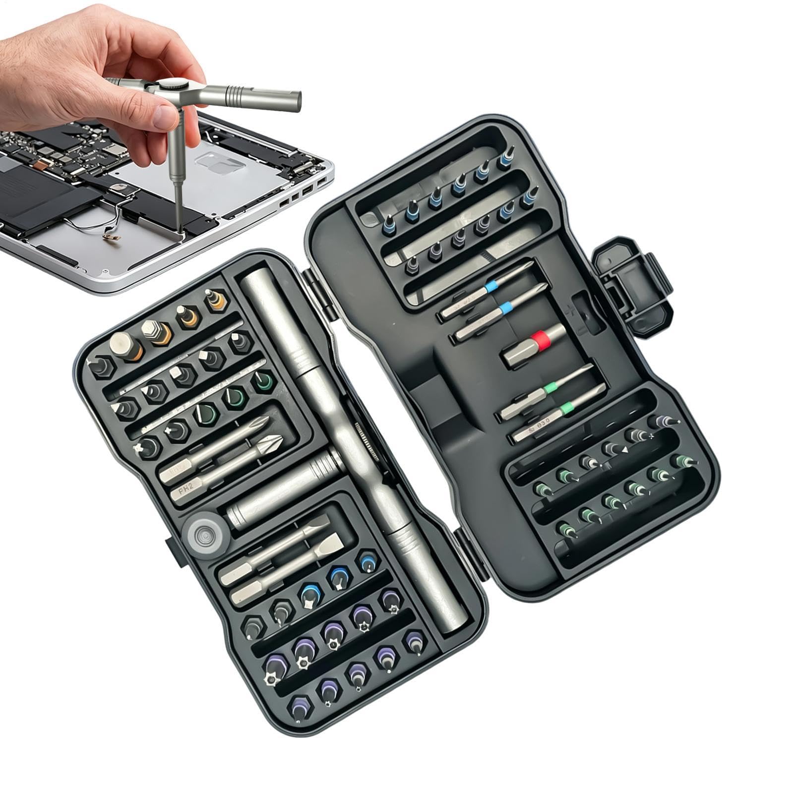Set de destornilladores de trinquete Precisión Con Puntas Acero Herramienta | Set Destornillador Magnético Con Mango En T para Reloj, Gafas, PC, Muebles, Coche, Mecánico y Electricis