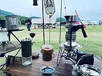 Vista 8 de Gotero de café de vidrio con soporte de madera y bolsa de almacenamiento, cafetera portátil de viaje, filtro de café reutilizable para acampar