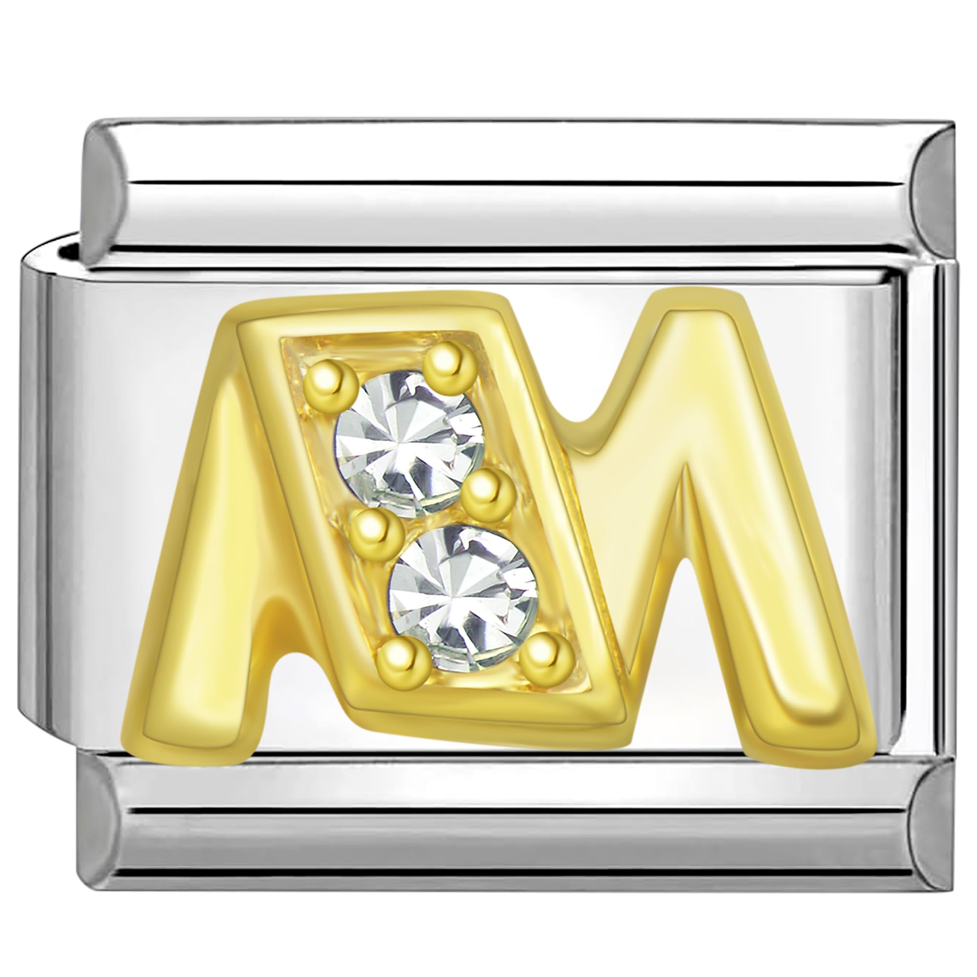 Charm Per Bracciale Quiges - Lettera I In Zirconio Oro - Acciaio Inox - Stile Italian Links - Foto 9