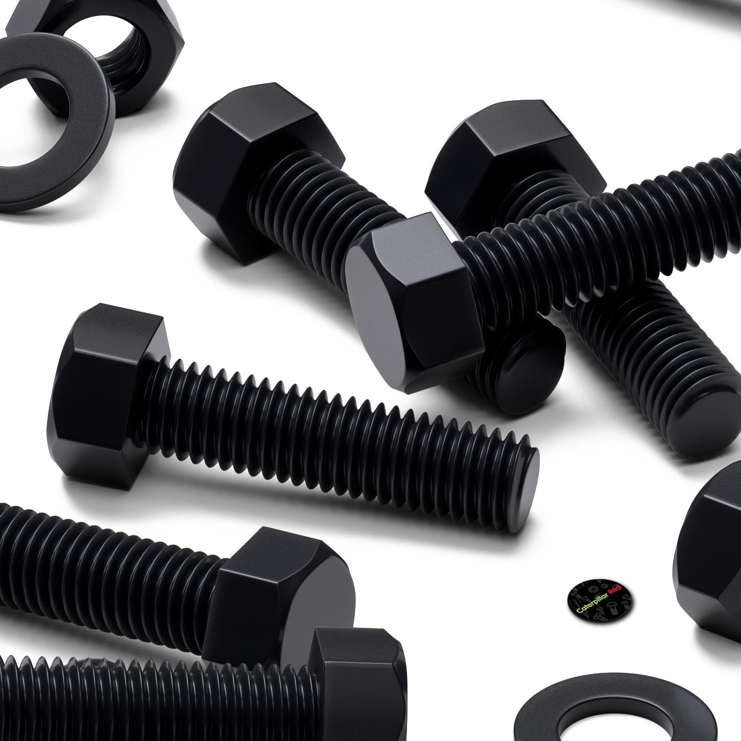 20 x Black Nylon Hex Head, M10 x 40mm, Plastic Nuts and Bolts, Washers, Hexagon, Nylon, (25/64 x 1 37/64 in)