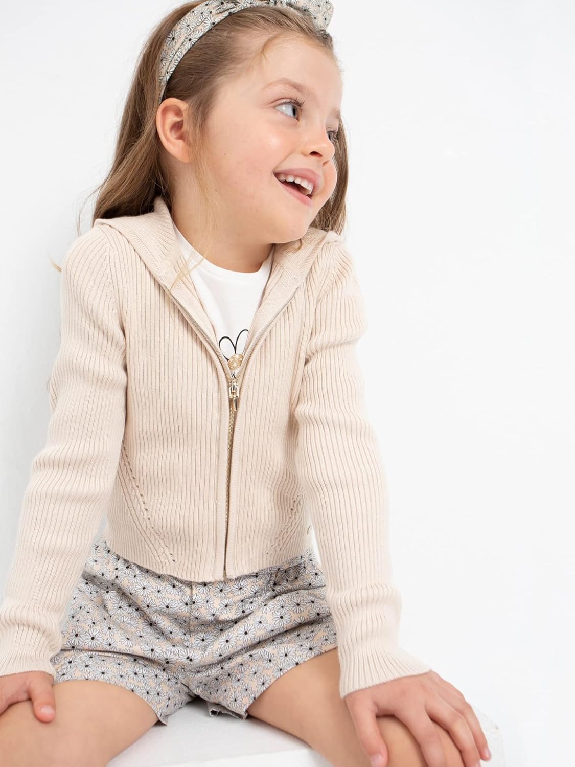 Mayoral Knitting Ribbing Pullover for Girls Oat