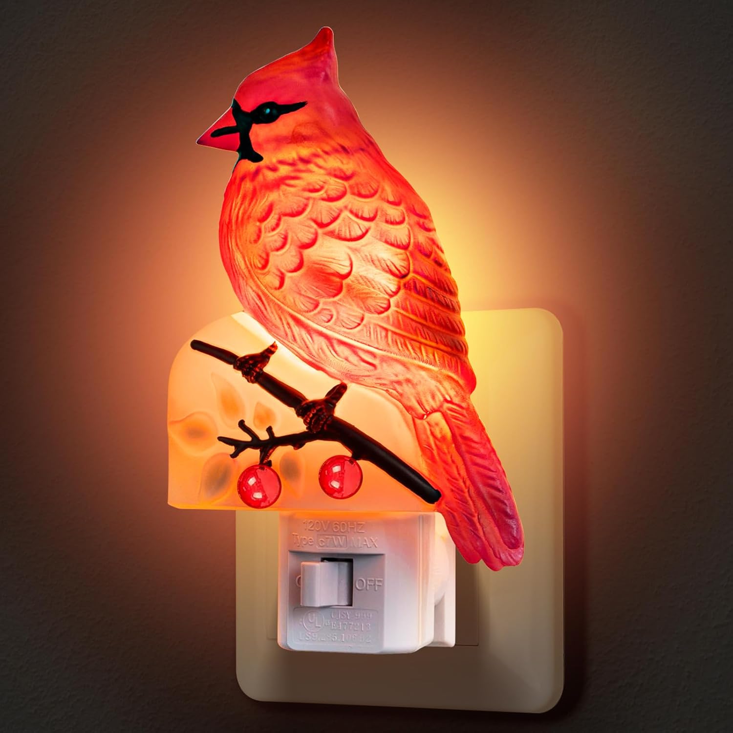 Christmas Night Lights Plug into Wall, Christmas Cardinals Decorative