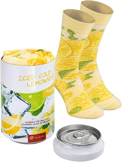 Rainbow Socks - Kobieta Mężczyźna Śmieszne Skarpetki Puszka Lemoniady 1 Para