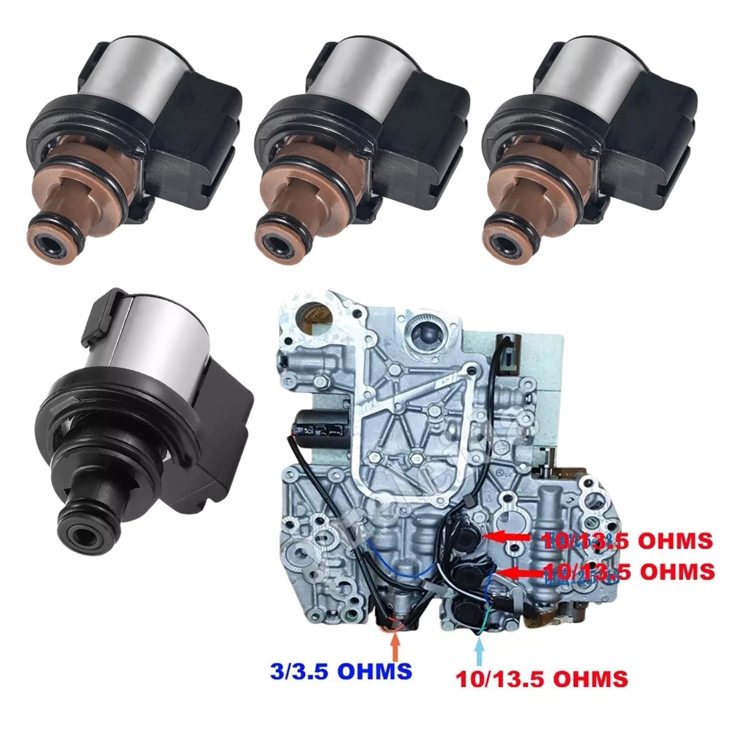 Solenoid konwertera 4 szt. elektrozaworów kontroli ciśnienia i blokady pasujących do zaworów konwertera momentu pasujących do Subaru TR580 690 AWD 31706AA032 31706AA033 Zawór solenoidalny