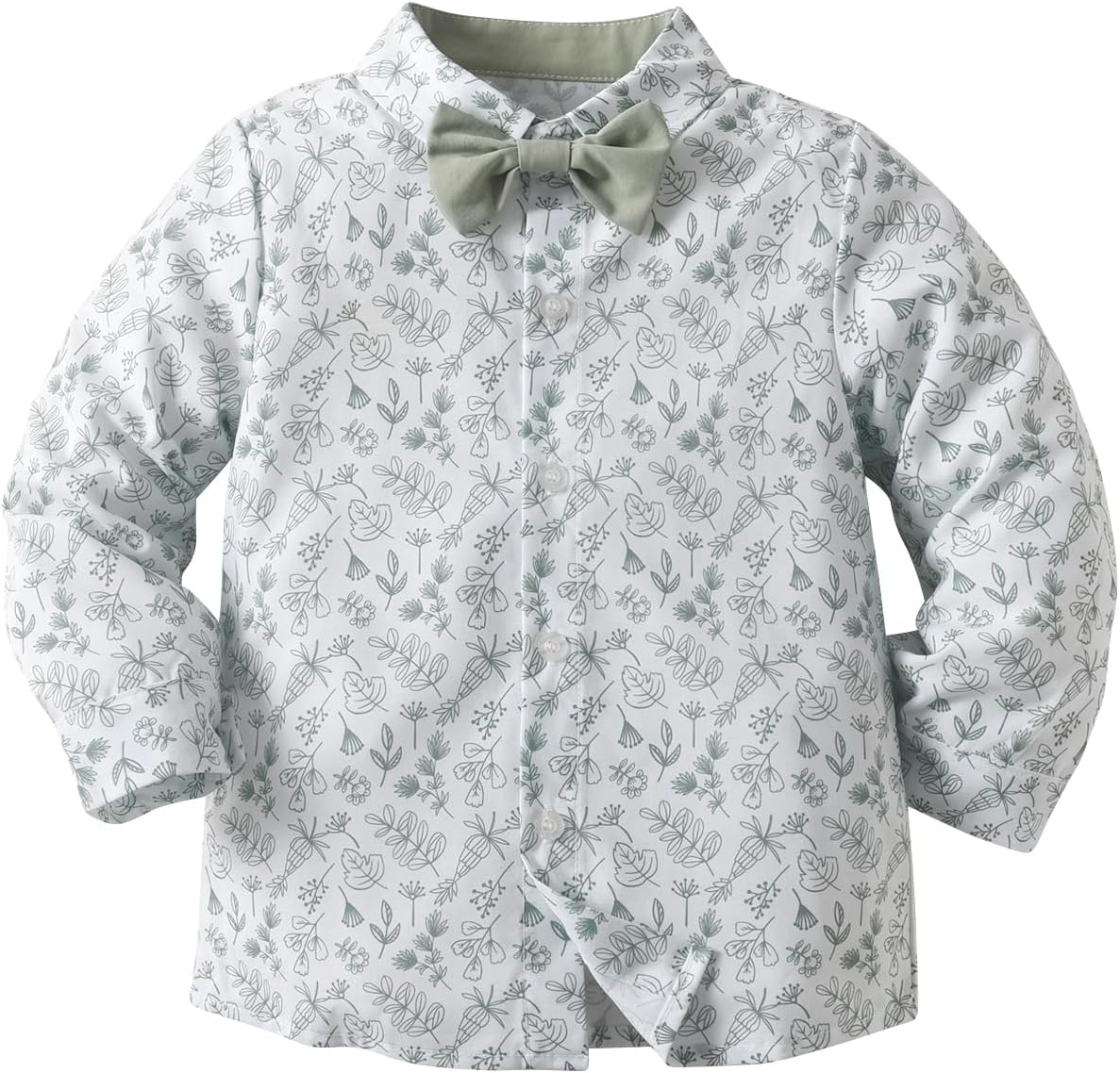 Boarnseorl Baby Boys Pants Sets, Infant Long Sleeve Shirt + Pants + Bow Tie + Suspenders Outfits