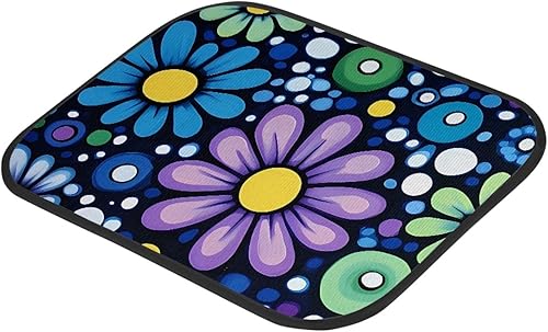 Miniatura 3 de Sellikakes Alfombrillas de látex de flores hippie resistentes a la abrasión, 4 piezas, para automóviles, SUV, pistas, accesorios de decoración de
