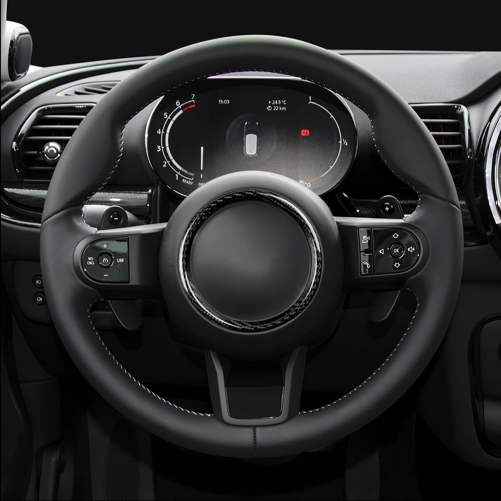 KUNGKIC Auto Bouton De Commande Central Panneau De Couverture En Fibre De Carbone Intérieur Décoratif Compatible With Mini Cooper Clubman R55 R56 R57 Accessoires (Type B Noir
