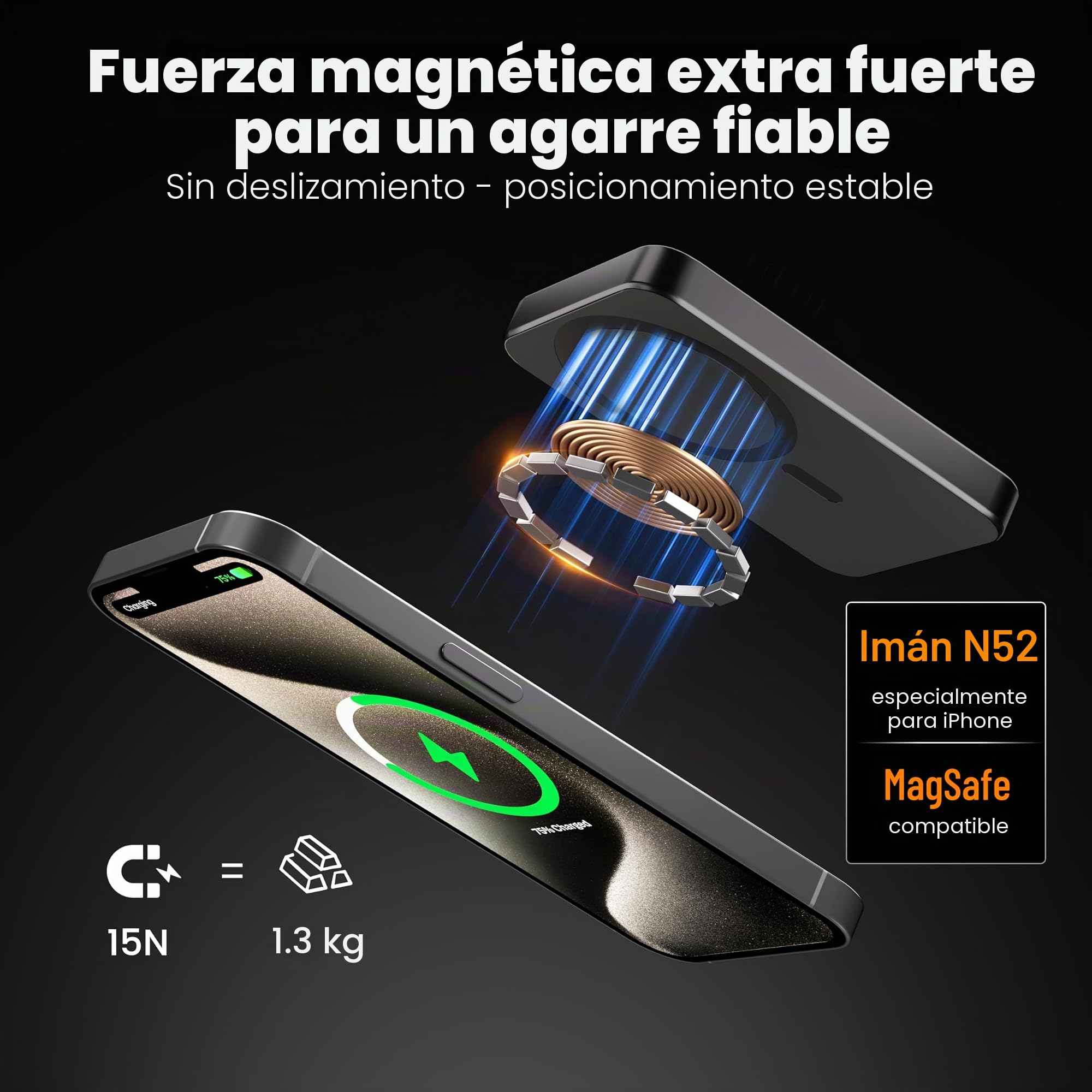 Kstime Banco de energía magnético, 10000 mAh, 14 mm, diseño de titanio ultrafino, PD20W, cargador portátil inalámbrico con entrada y salida USB-C, compatible con iPhone 17/16/15/14/13/12 Series