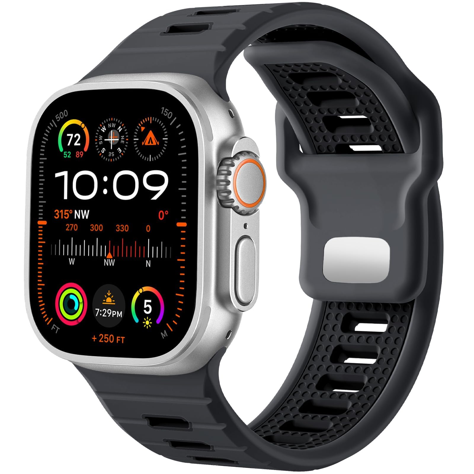 Upeak Sport Band Compatible with Apple Watch Ultra 2 Strap/Ultra 49mm 45mm 44mm 42mm Men, 26mm Adjustable Silicone Loop Replacement Strap for Apple Watch Band/iWatch Series 9 8 7 6 5 4 3 2 1 SE