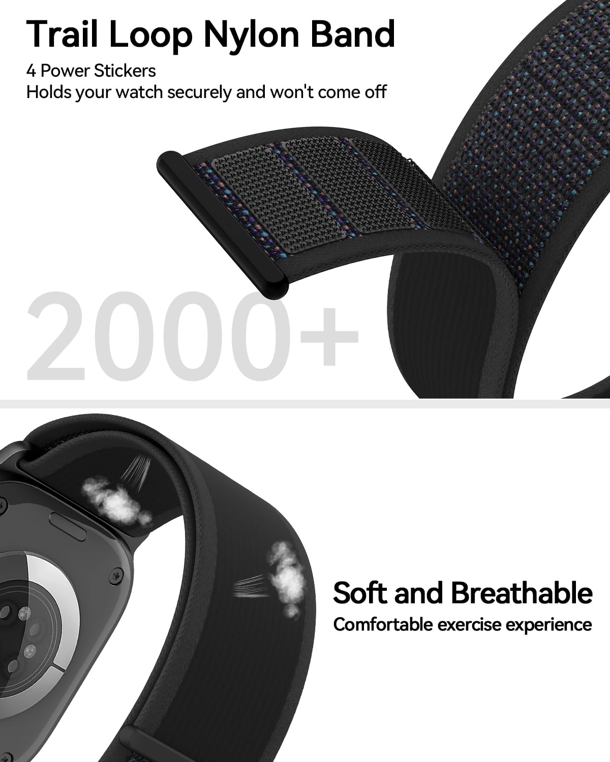 Yoohoo Cinturino Trail Loop Compatibile con Cinturino Apple Watch 42mm(Series 10) 41mm 40mm 38mm, Cinturino Regolabile Nylon Elastico Sport Cinturino per iWatch Series 10 9 8 7 6 5 4 3 2 1 SE