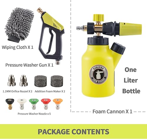 Miniatura 2 de Pistola de lavado a presión con cañón de espuma, kit de lavado de autos, pistola de espuma para lavado de autos a presión con conector rápido de 14