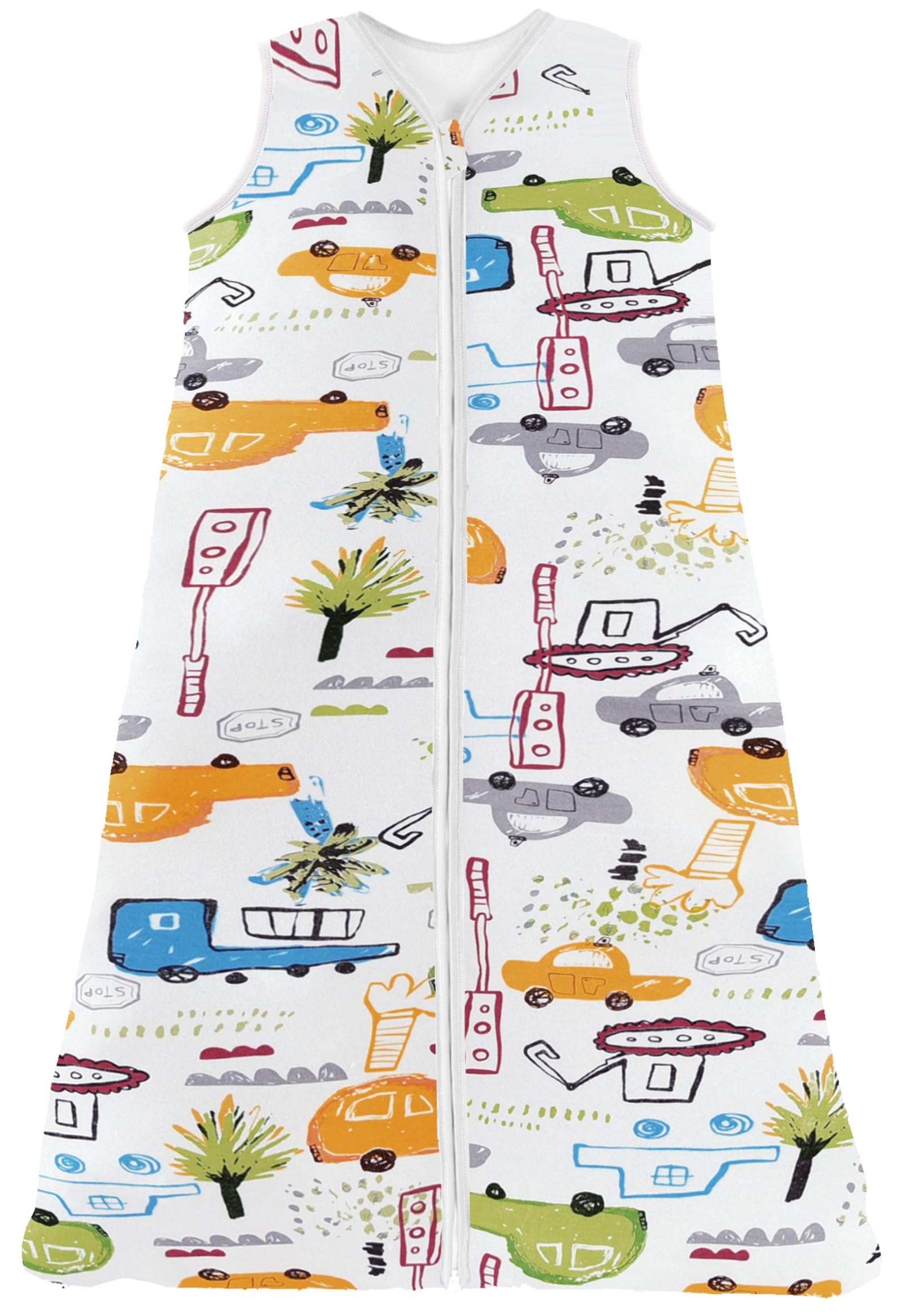 Chilsuessy Baby Sleeping Bag for Summer 100% Cotton 0.5 Tog, Infant Sleeping Bag Unisex Wearable Blanket Sleeping Sack for Toddler, Cartoon vehicle, 90cm/1-2 T