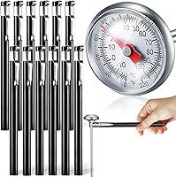Xuhal 12 Pack Stainless Steel Kitchen Thermometers - 5 Inch Stem, 1 Inch Dial for Meat BBQ Grill Milk Frothing Candy Chocolate (Black)