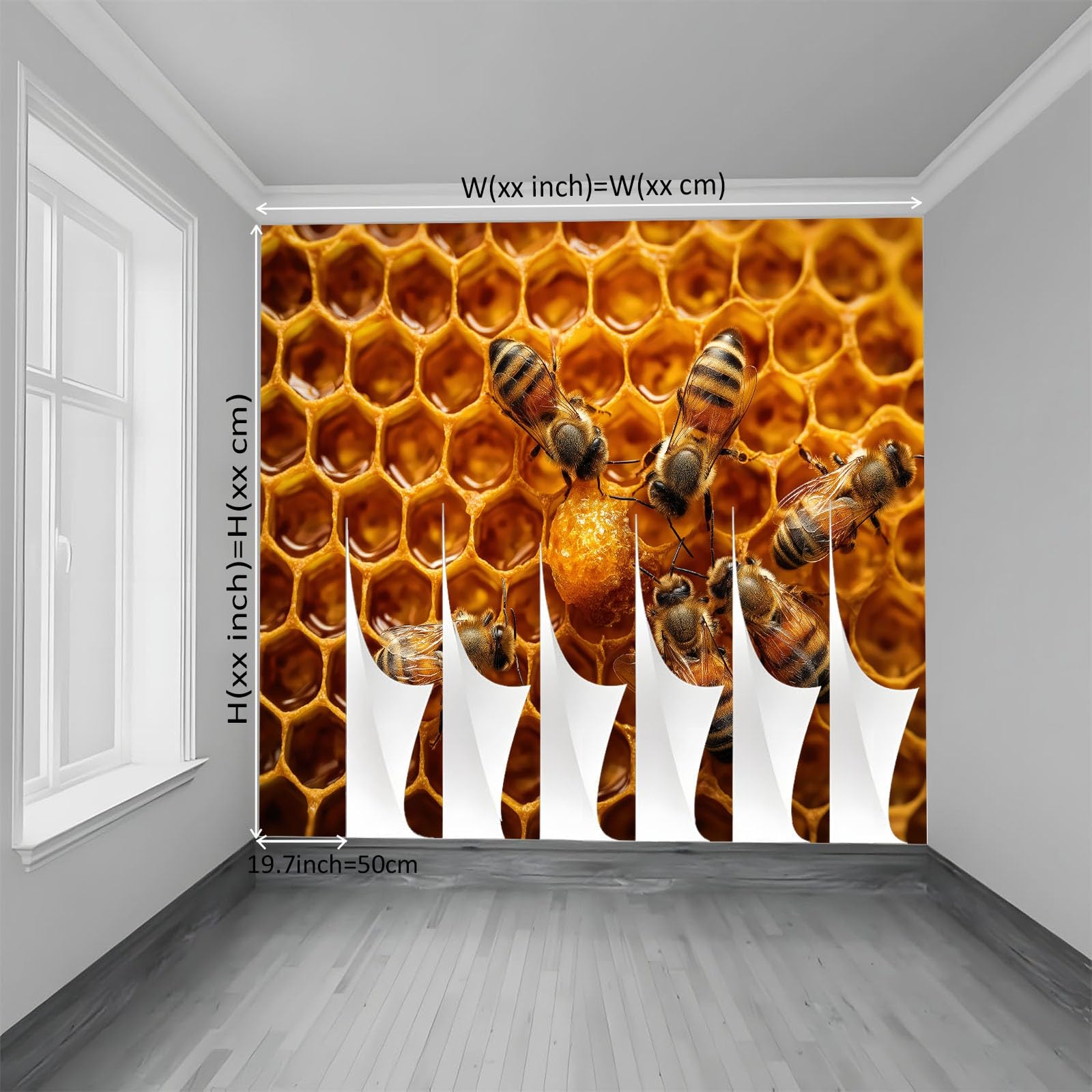 Wiejski rustykalny mural ścienny geometryczny plaster miodu zwierzęta pszczoły fototapeta, 400 W x 280 cm duża sztuka ścienna dekoracja do salonu sypialni pokoju dziecięcego - nowoczesny plakat