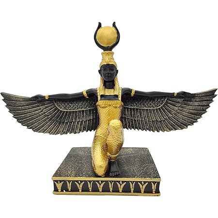 Artisans Guild International - Figurine, Déesse égyptienne Isis - Céramique, Doré, Marbre