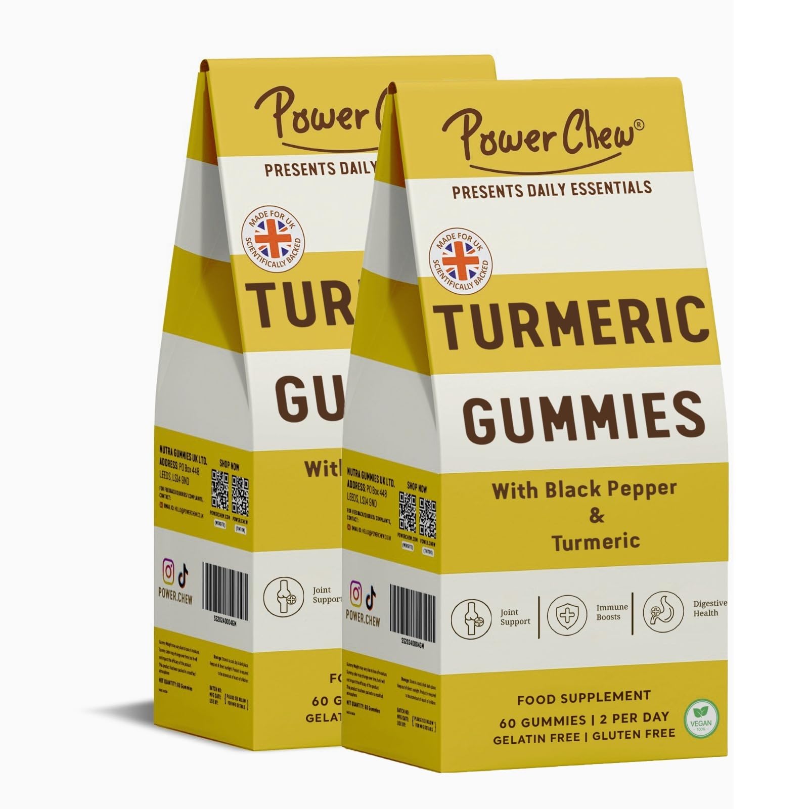 Turmeric Gummies with Black Pepper | Vegan Supplement for Immune Support, Joint Health, Digestive Aid, and Wellness | Lemon Flavored | 120 Chewable Gummies for Adults (Pack of 2)
