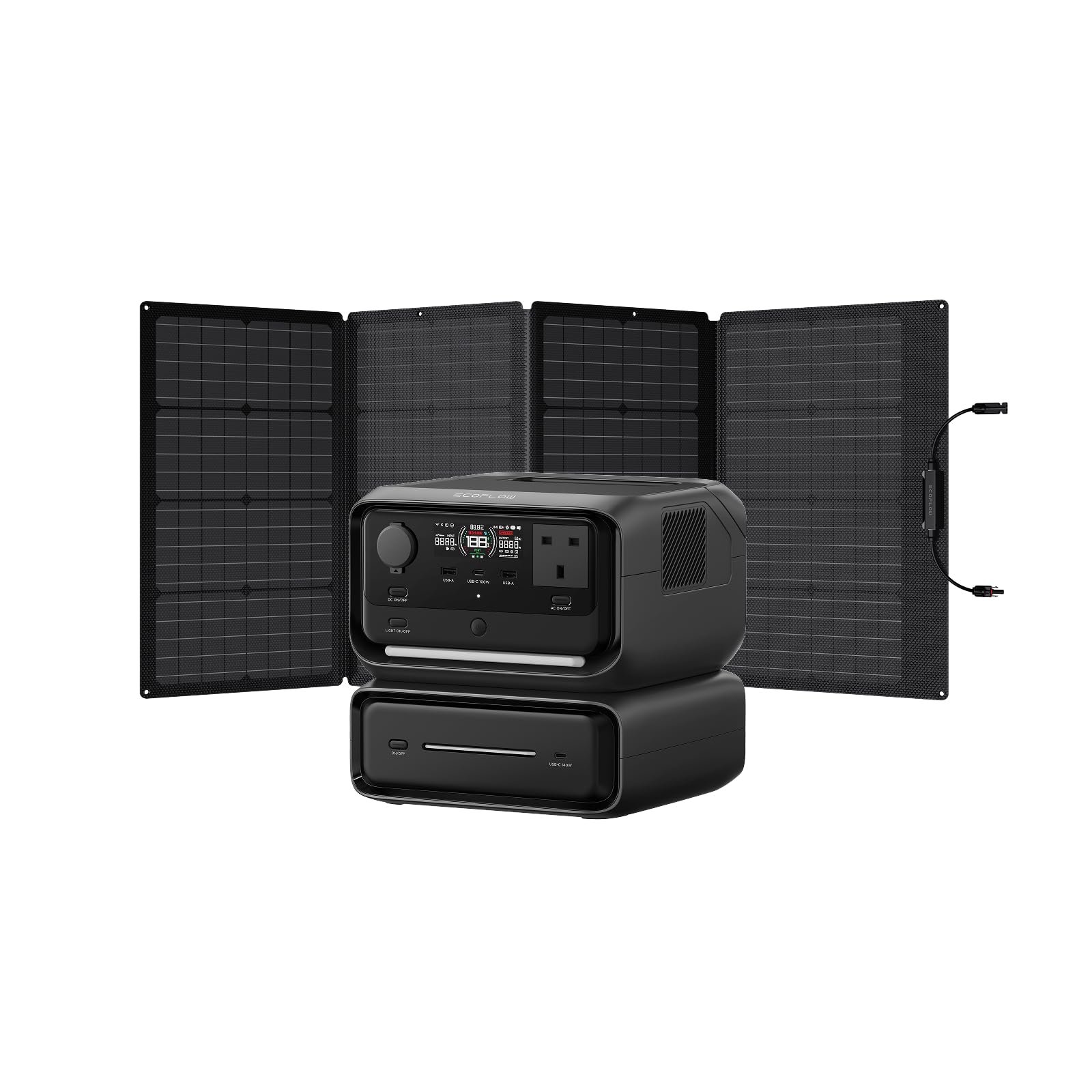 ECOFLOW RIVER 3 Max Portable Power Station(River 3Plus and EB300) & 160W Solar Panel, 572Wh LFP Battery, Up to 1200W Output, Wireless Connection, Solar Generator for Outdoor, Camping, RV