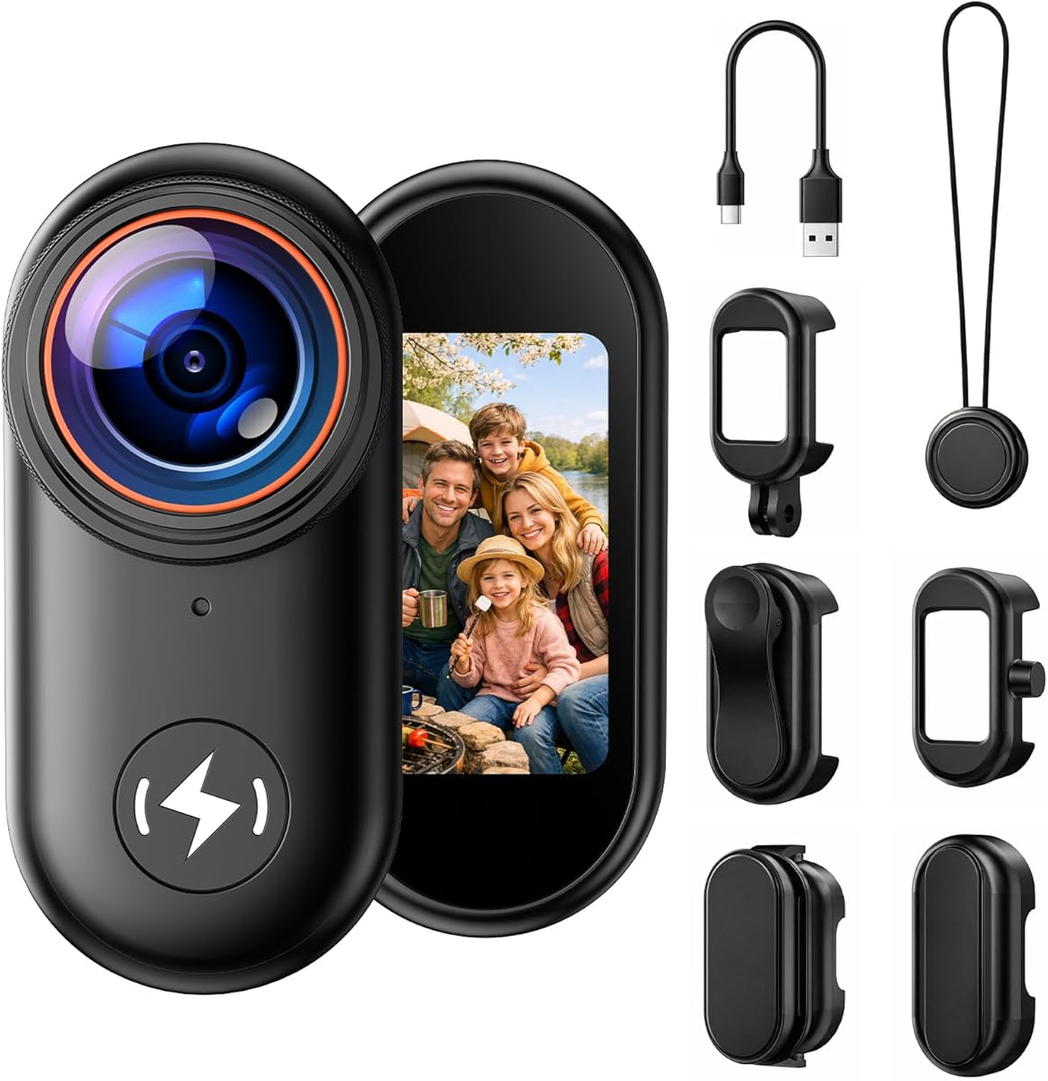 4K Mini Body Camera with 64GB Card, 1.47" Display Wearable POV Camera, Action Camera with Magnetic Mount, One-Button Recording Portable Camcorder, WiFi App Control for Vlogging Travel Sports Security