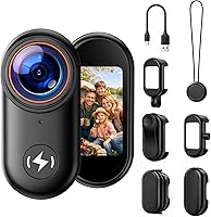 CAMWORLD 4K Mini Body Camera with 64GB Card, 1.47" Display, Magnetic Mount, WiFi App - Wearable POV for Vlogging Sports Travel