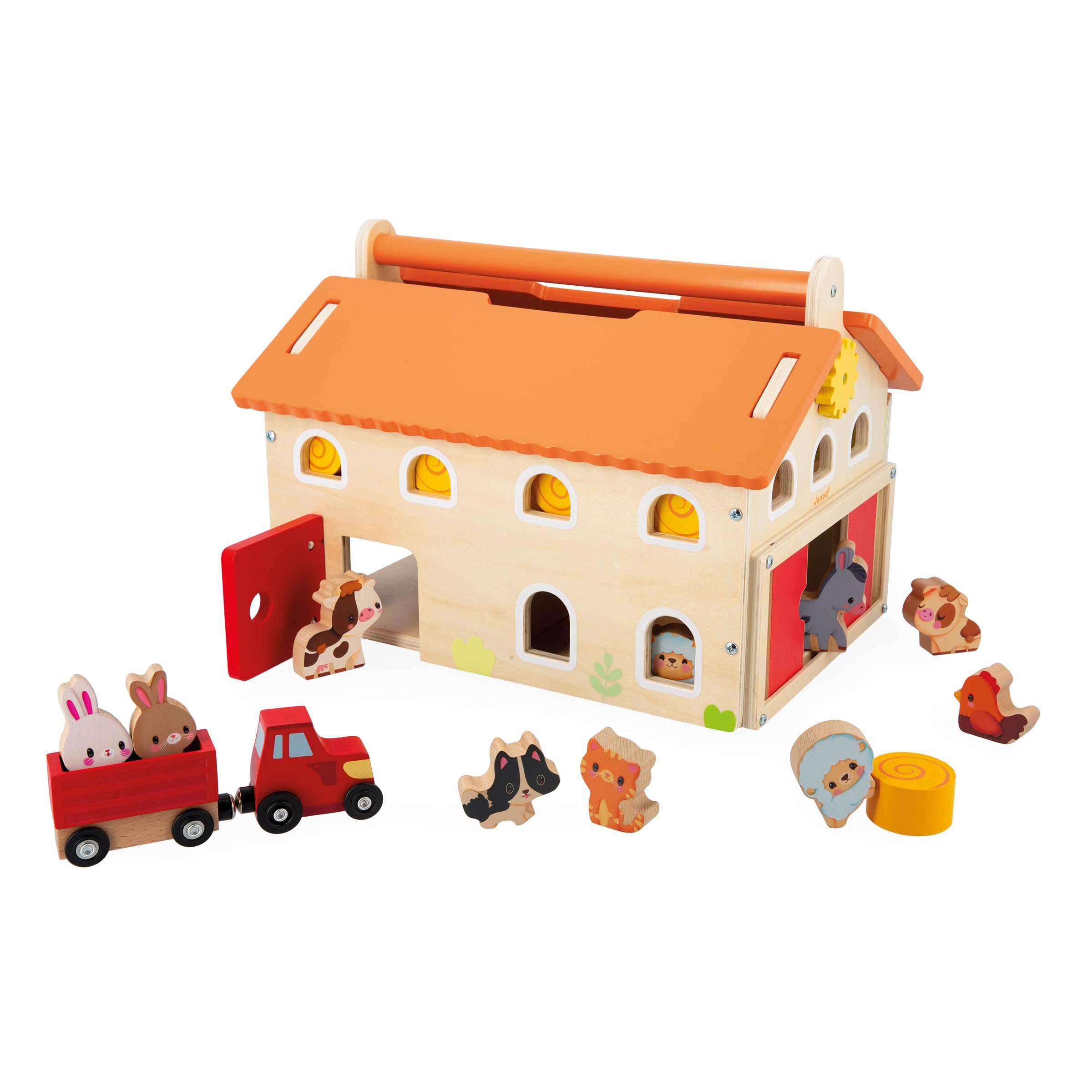 Janod - La Mia Prima Fattoria in Legno - 16 Accessori - Giocattolo di Imitazione per Bambini - Sviluppa la Manualità e l'Immaginazione - Giocattolo in Legno FSC - dai 24 Mesi, J03318