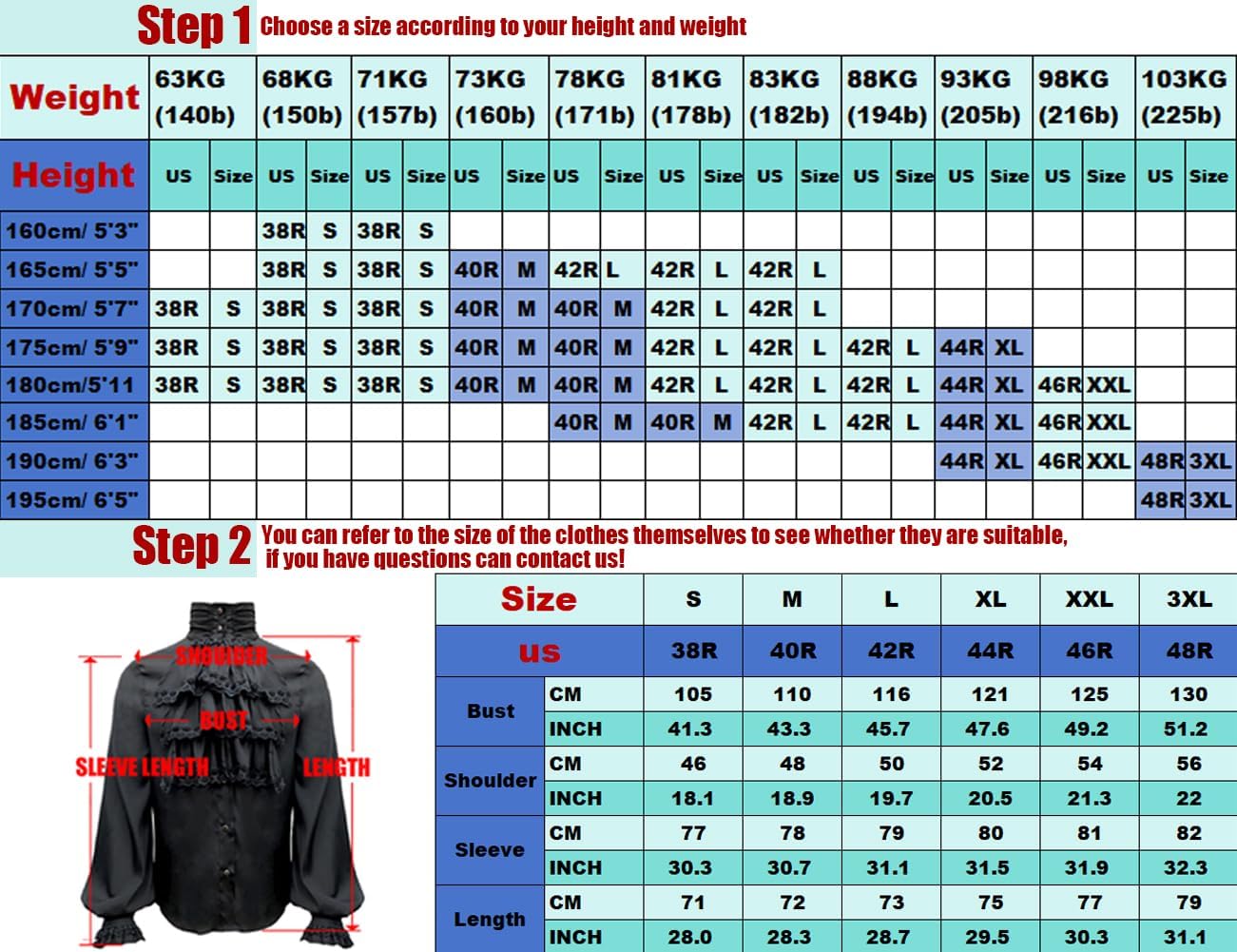 Mens Pirate Vampire Shirt Renaissance Victorian Medieval Gothic Shirt - Image 3