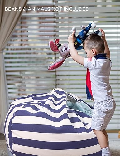 Miniatura 248 de Aubliss - Funda para organizar juguetes de felpa, se convierte en un puf cuando se rellena Se convierte en un puf para niños cuando está lleno. Aqua