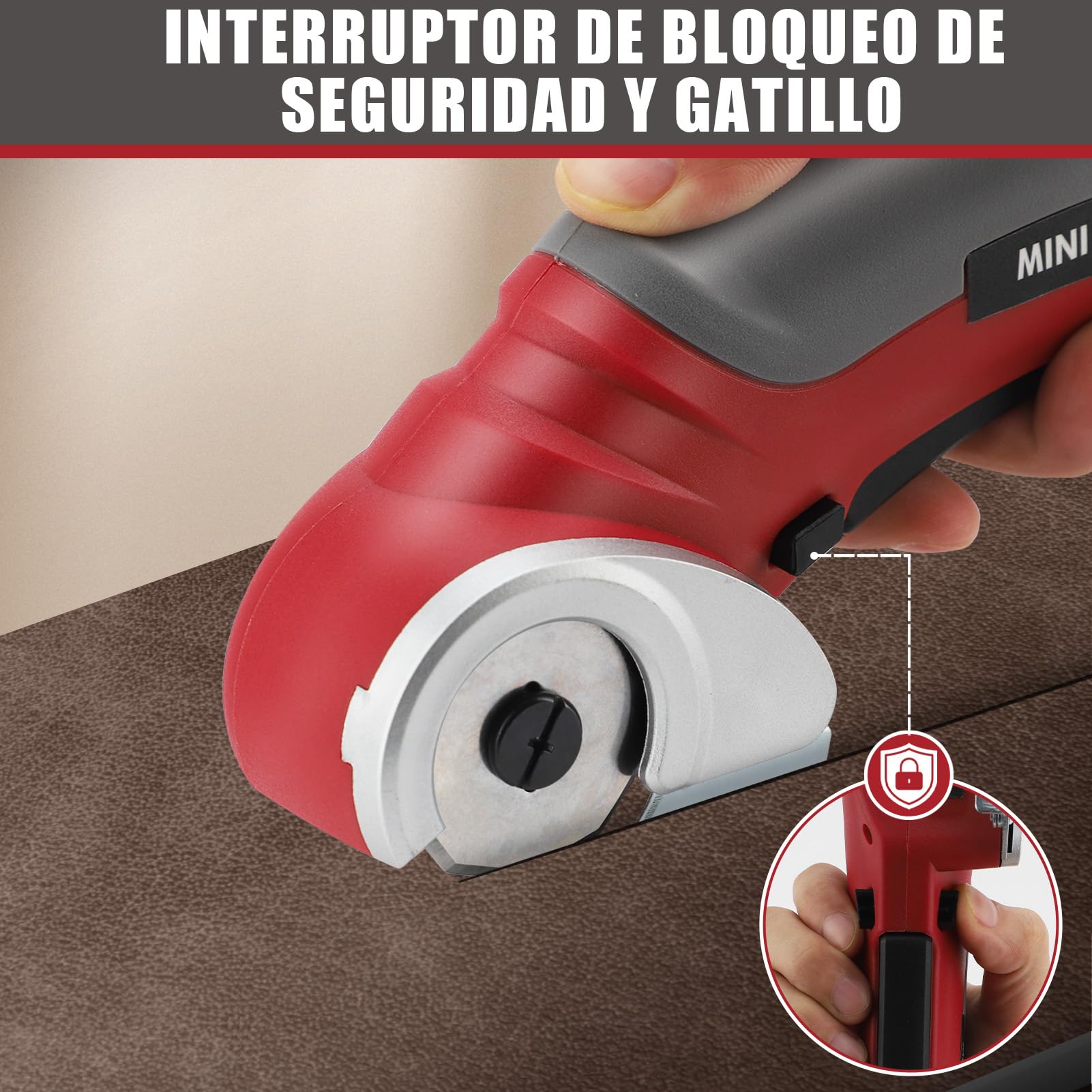 Tijeras Inalámbricas, Cortador de Tela con Interruptor de Seguridad, Hoja de Acero SK5, Cómodas Tijeras Eléctricas Ligeras para Manualidades, Velocidad de 240 Golpes/min para