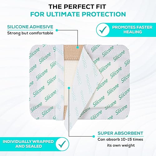 Vista 30 de MedVance TM Silicone - Apósito de espuma adhesiva de silicona con bordes, tamaño 3 x 3 pulgadas, (almohadilla de 1.8 x 1.8 pulgadas), caja de 5