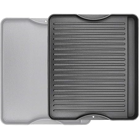 Utheer Reversible Cast Iron Griddle - 17.2" X 11.2", Ceramic Nonstick, Flat & Ribbed Sides, With Grease Trap