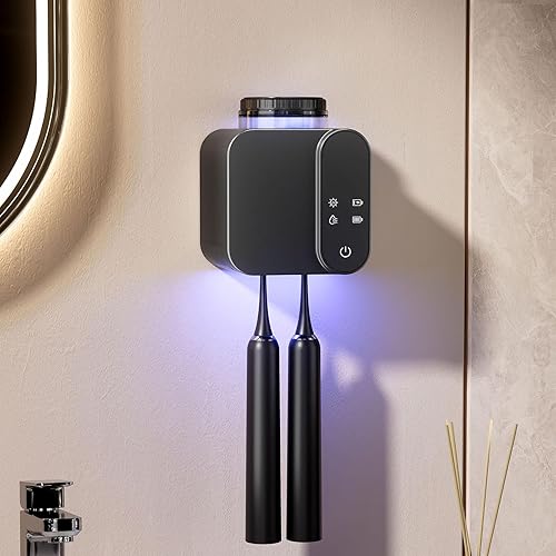 Soporte para cepillos de dientes montado en la pared, soporte eléctrico para cepillos de dientes con secado y limpieza inteligente, soporte para