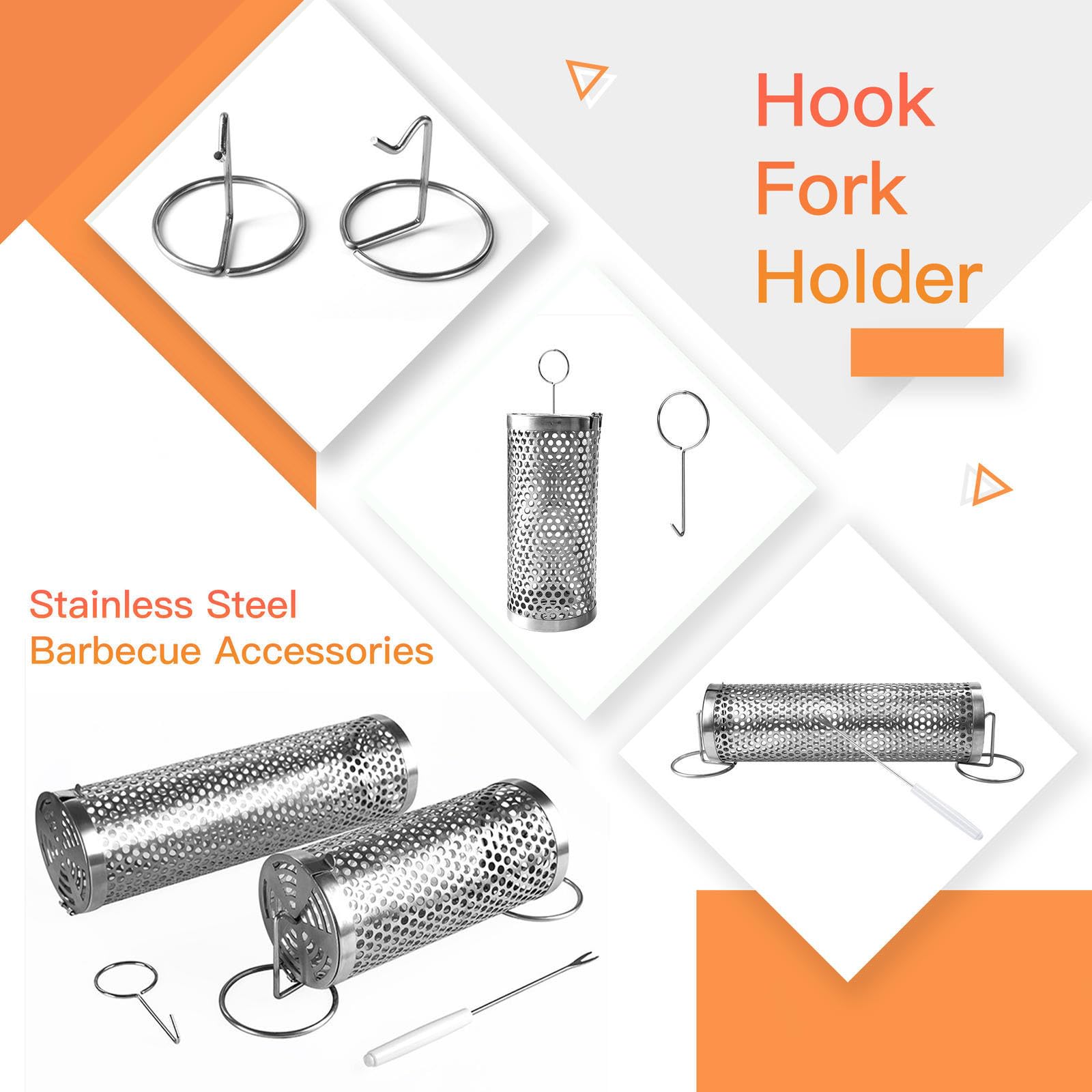 Panier Grill Pivotant, Avec Manche Et Fourchette Panier Poisson Barbecue, Pour LéGumes, Frites, Poisson,Style2