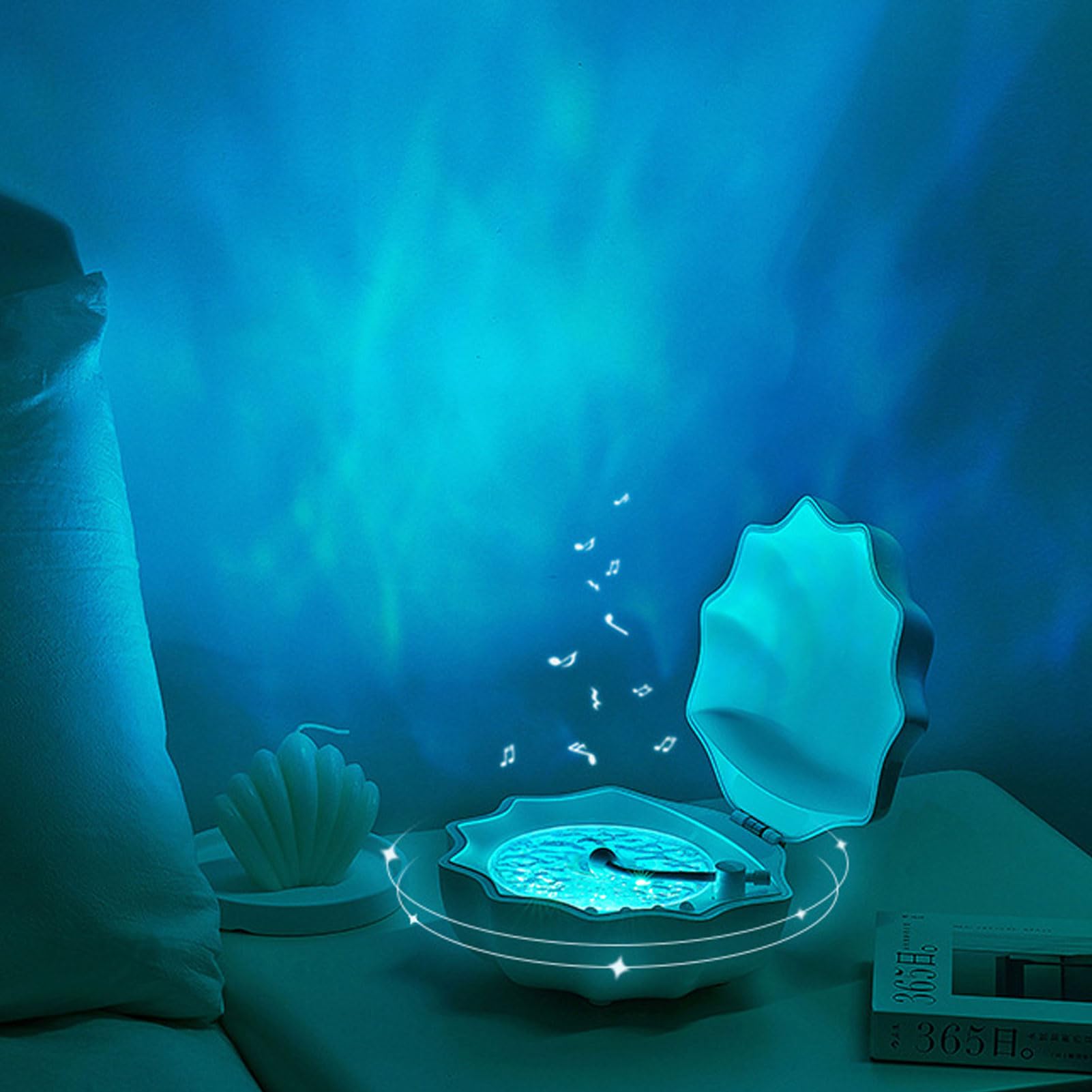 Sxhlseller Haut parleur sans Fil Shell Waves, Porte et léger, Projecteur de vagues océaniques, Design innovant