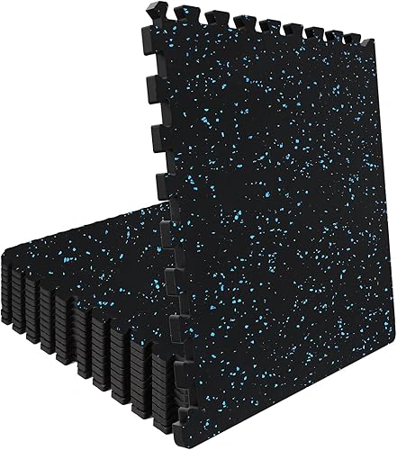 Miniatura 10 de Alfombrillas de goma entrelazadas de 24 pies cuadrados, suelo de ejercicio resistente para gimnasio en casa, levantamiento de pesas, yoga, sala de