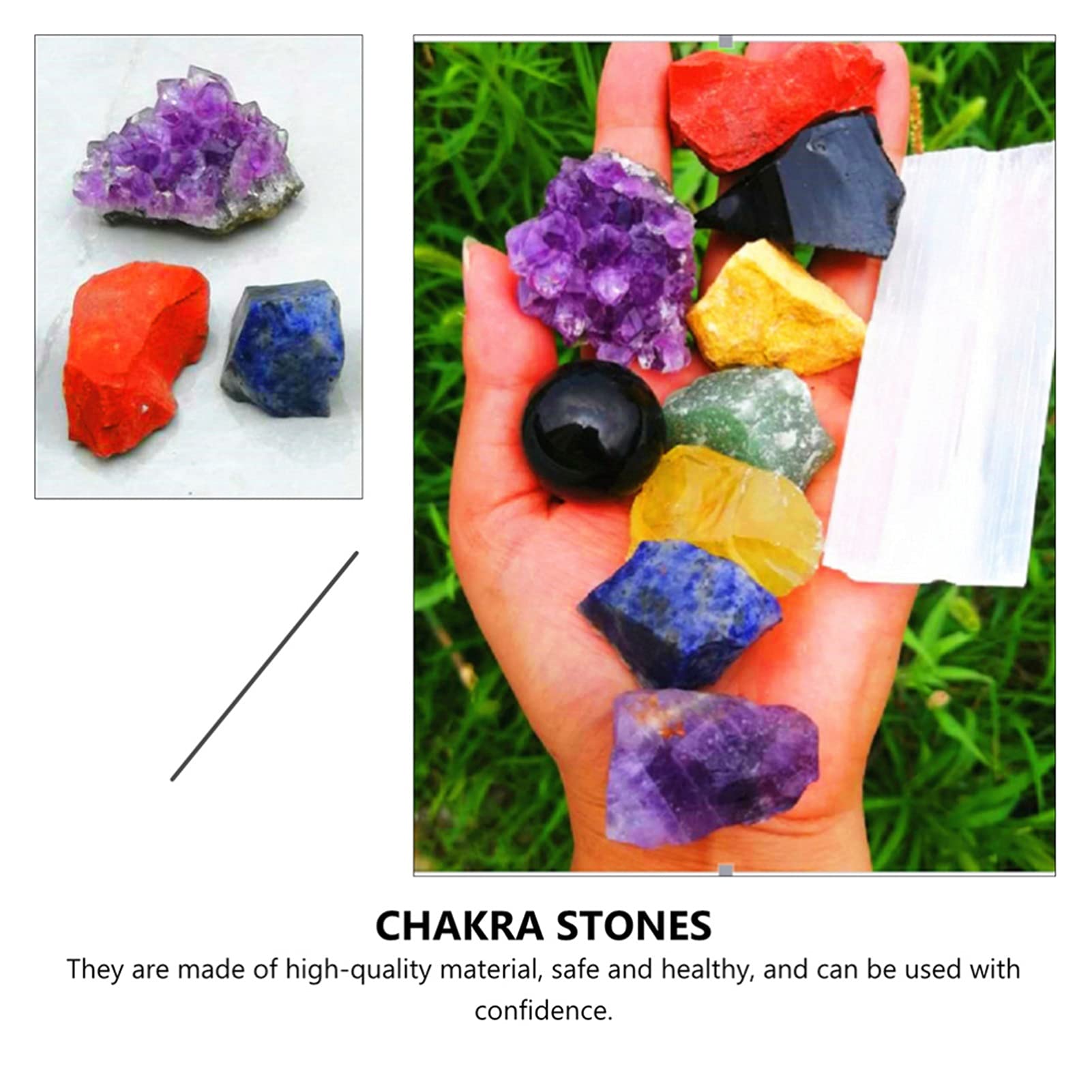 JCAKES Cristallo Naturale Grezzo 1 Set Sette Pietre Chakra Cristallo Naturale Set di Pietre Grezze Pietre Energetiche Yoga