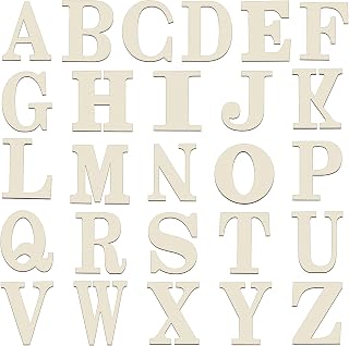 Soaoo 52pcs 8 Inch Unfinished Wooden Alphabet Letters for Painting, DIY Crafts, Wall Decor, Parties & Weddings