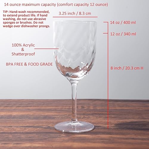 Miniatura 2 de KOXIN-KARLU Unbreakable Classic - Copas de vino de plástico multiusos de 14 onzas, juego de 8 vasos acrílicos transparentes