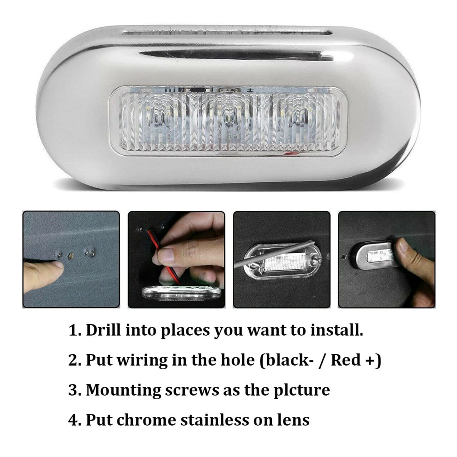 4 pz impermeabile 12V blu LED Light Yacht Marine Boat Bancella for cabina Per la navigazione e la pesca