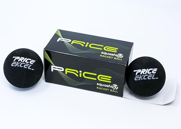 Price's Excel Black Squash 57 Balles de racketball | Balle approuvée par le WSF | Rebond inférieur pour jeu de tournoi | Pour jeu de raquette intermédiaire à avancé | - 1