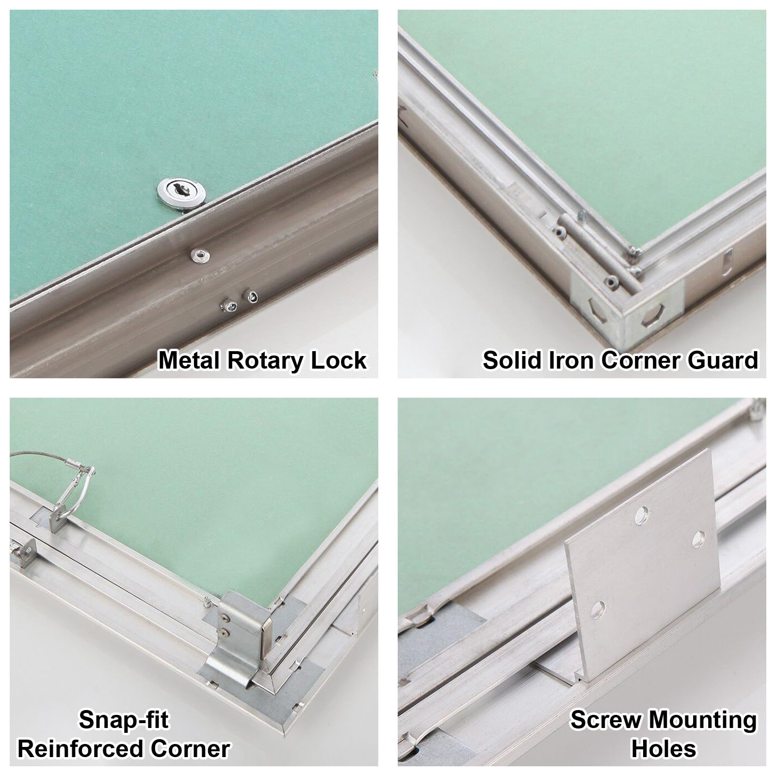 Trampilla Pladur de aluminio con placa de yeso hidrófuga Panel de acceso para pared y techo, ideal para fontanería y climatización(20x20cm/8x8in)