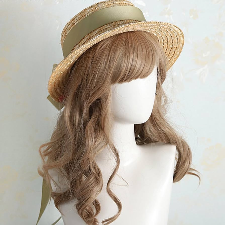 Amazon.co.jp: 麦わら帽子 ロリータ 青 ロングリボン レース 田園 姫系