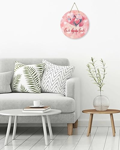 Miniatura 4 de Seasonal Front Door Welcome Sign, Valentine's Day Heart Shape Balloon Round Wood Wreaths Wall Hanging Sign for Outdoor Porch Wall Pediments Home